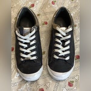 Coach Francesca Black Canvas Low-Top Sneakers with Silver Accents 9.5
